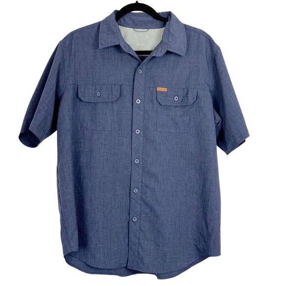 Orvis Men's Short Sleeve Button-Up Shirt Size L/XL Blue Performance Mesh - Picture 1 of 13